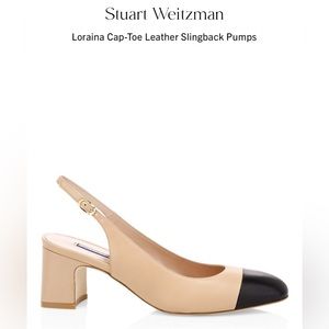 Stuart Weitzman Loraina Cap-Toe Leather Slingback Pumps
